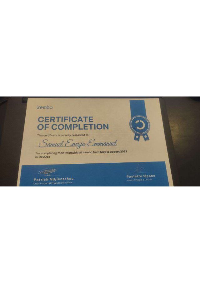 Irembo DevOps Certificate of Completion